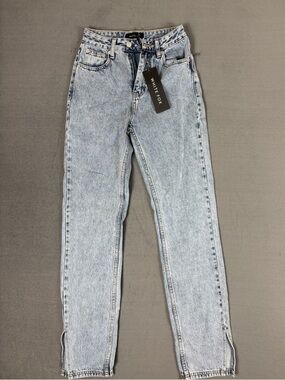 White Fox Be Cool Straight Leg Jeans Washed Blue